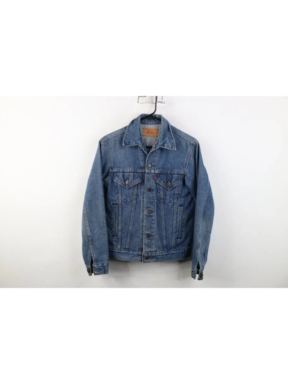 Vintage 80s Levis Mens 34 Distressed Type III Denim Jean Trucker Jacket Blue USA